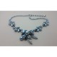 Stunning 1950's Blue Aurora Borealis Crystal Flower Necklace