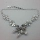 Stunning  Blue Aurora Borealis Crystal Flower Necklace