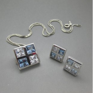  YSL Silver Pendant and Earrings Set