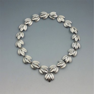 E. Dragsted, Denmark, Sterling Silver Leaves Necklace