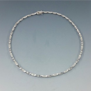 Modernist Smooth Sterling Silver Link Necklace