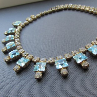 Art Deco Aquamarine Crystal Necklace