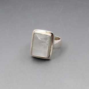 Rectangular Moonstone Silver Ring