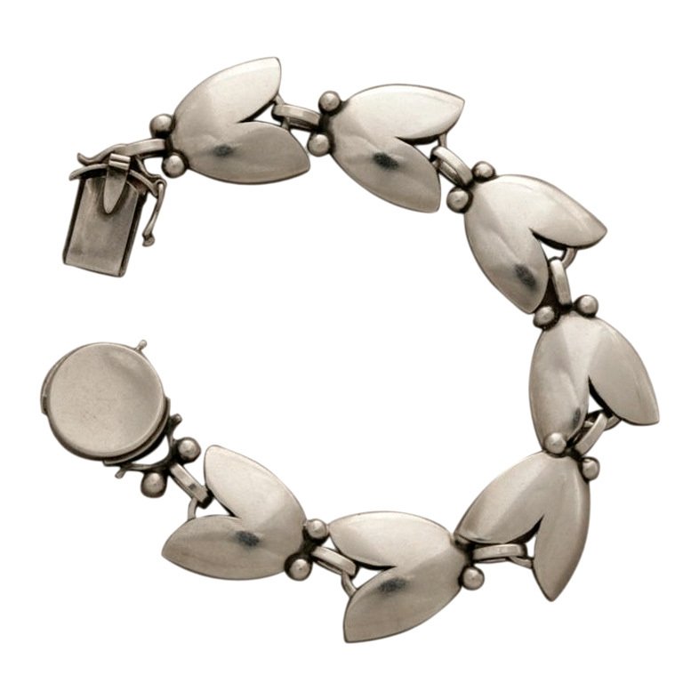 Harald Neilsen silver leaves bracelet for Georg Jensen