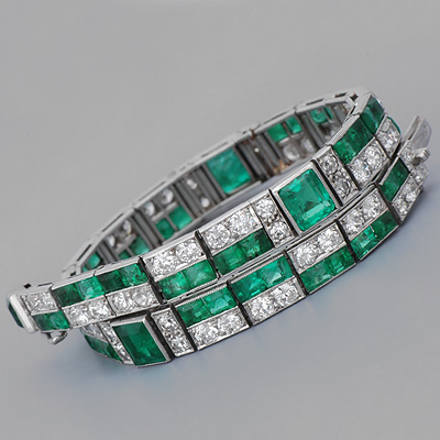 Art Deco Emerald line bracelet