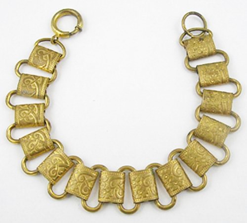 Victorian brass book chain bracelet 